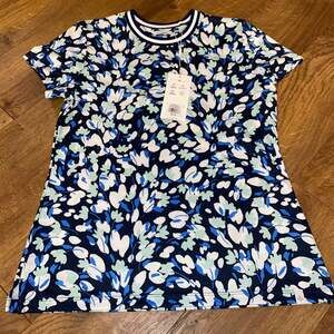 Lady Hagen NEW Womens Off to the Races Crew Fashion‎ Shirt Ditsy Duds Navy Small